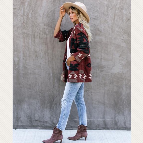 🔥4th Restock Reg/ + Size Aztec Print Cardigan - Picture 3 of 9